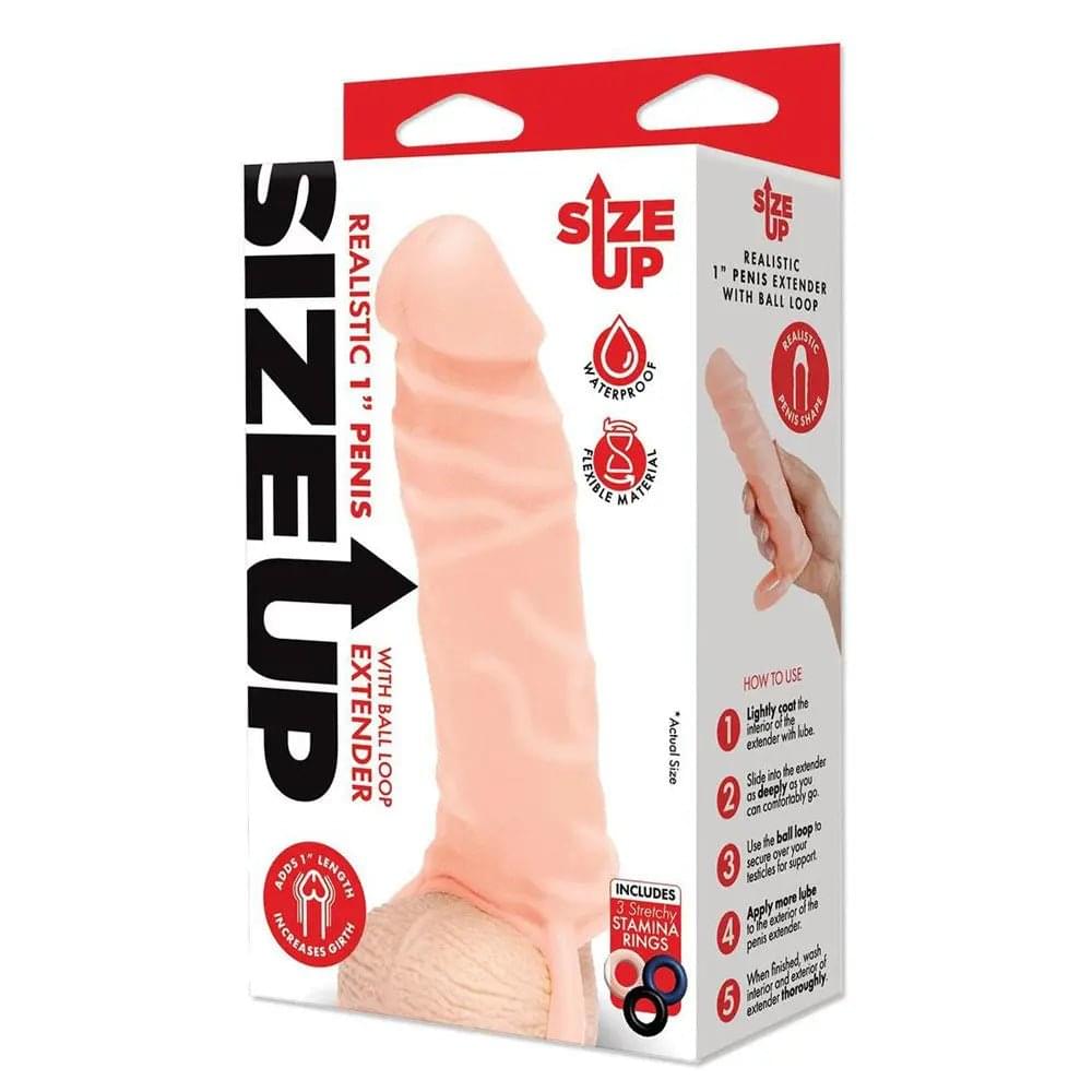 Size Up Realistic 1 Inch Penis Extender -  -  2.5 cm (1'') Penis Extension Sleeve Xgen Products Discreet Intimate Essentials.