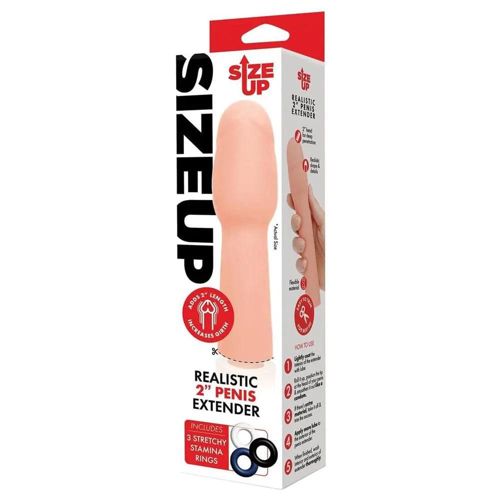 Size Up Realistic 2 Inch Penis Extender -  5 cm (2'') Penis Extension Sleeve Xgen Products Discreet Intimate Essentials.