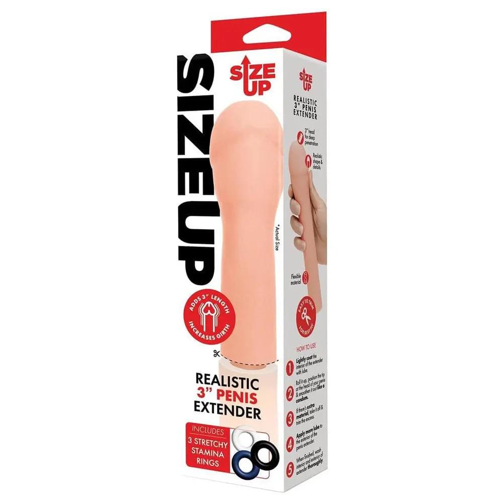 Size Up Realistic 3'' Penis Extender -  7.6 cm (3'') Penis Extension Sleeve Xgen Products Discreet Intimate Essentials.