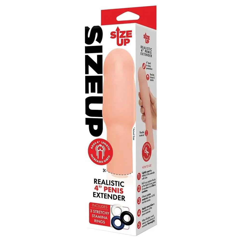 Size Up Realistic 4 Inch Penis Extender -  10.1 cm (4'') Penis Extension Sleeve Xgen Products Discreet Intimate Essentials.