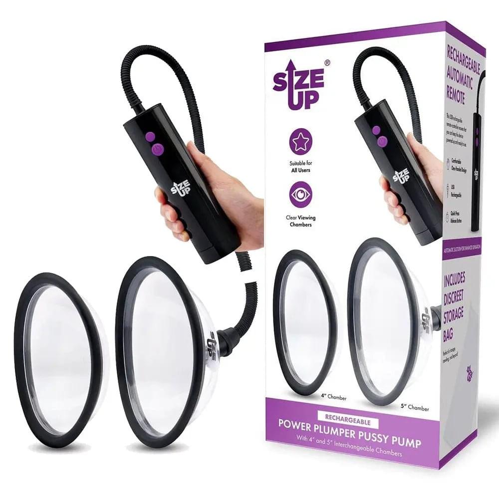 Size Up Rechargeable Power Plumper Pussy Pump -  USB Rechargeable Vagina Pump with Interchangeable Chambers XGEN Products Discreet Intimate Essentials.
