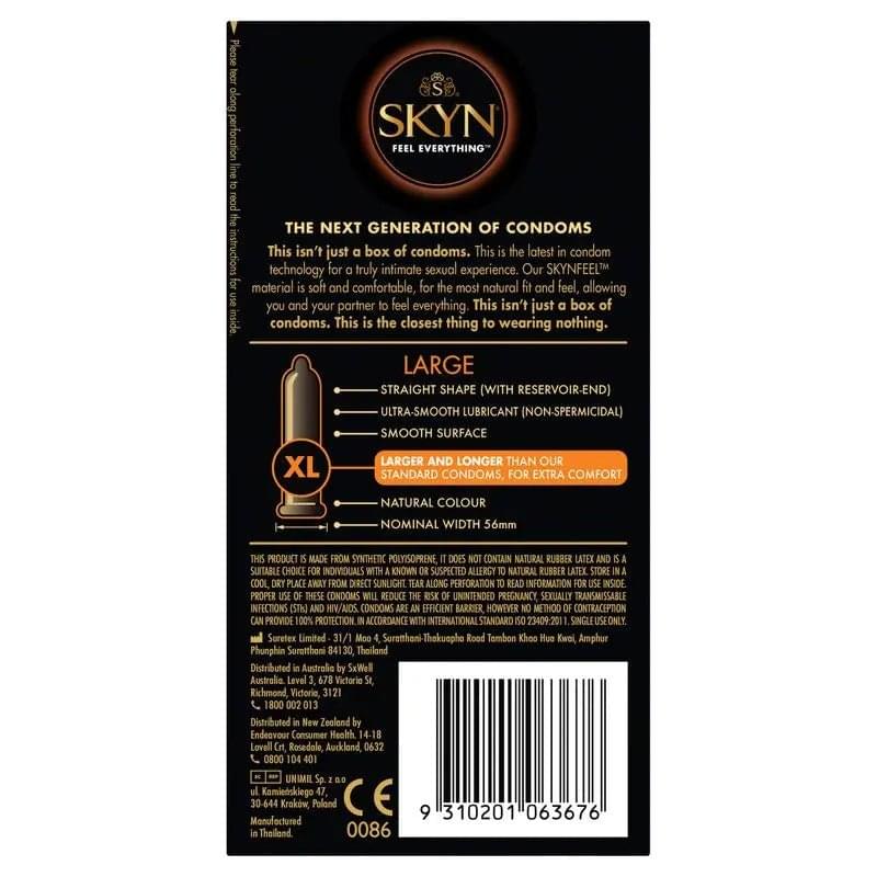 SKYN Large Condoms 10 Pc LifeStyles Discreet Intimate Essentials.