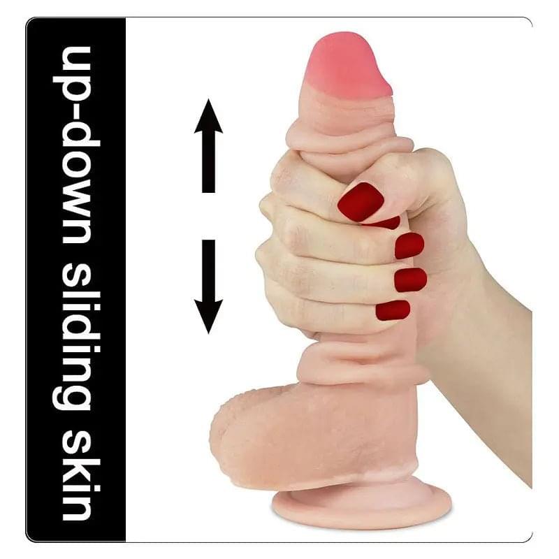 Sliding Skin Dual Layer Dong -  17.8 cm (7'') Dong with Flexible Skin Lovetoy Discreet Intimate Essentials.
