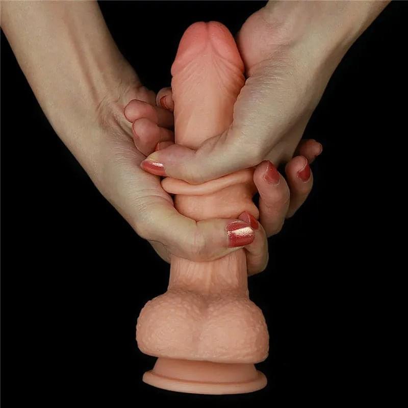 Sliding Skin Dual Layer Dong -  17.8 cm (7'') Dong with Flexible Skin Lovetoy Discreet Intimate Essentials.