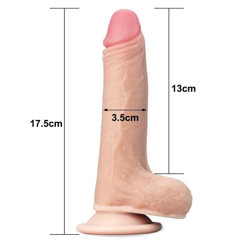 Sliding Skin Dual Layer Dong -  17.8 cm (7'') Dong with Flexible Skin Lovetoy Discreet Intimate Essentials.
