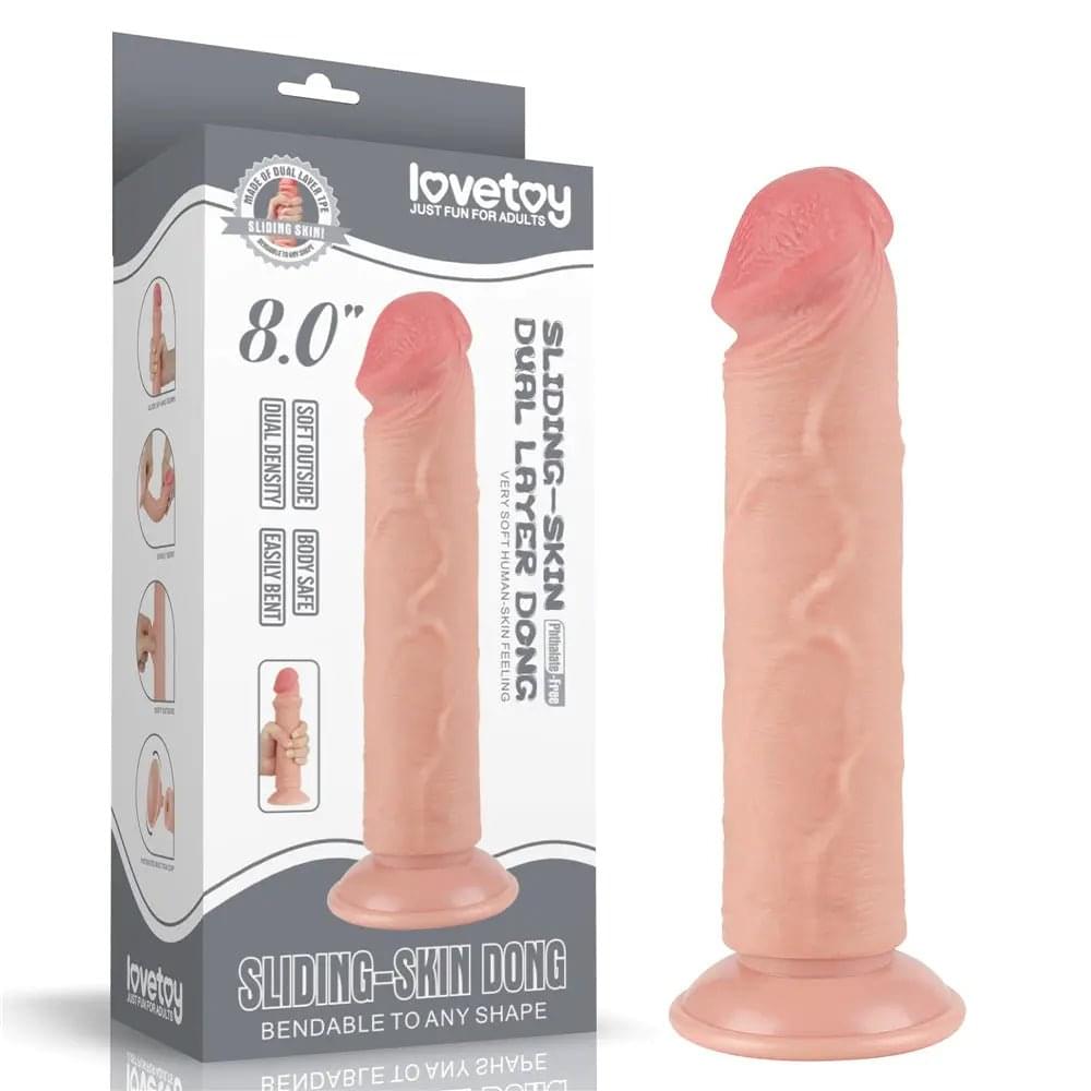 Sliding Skin Dual Layer Dong -  20 cm (8'') Dong with Flexible Skin Lovetoy Discreet Intimate Essentials.