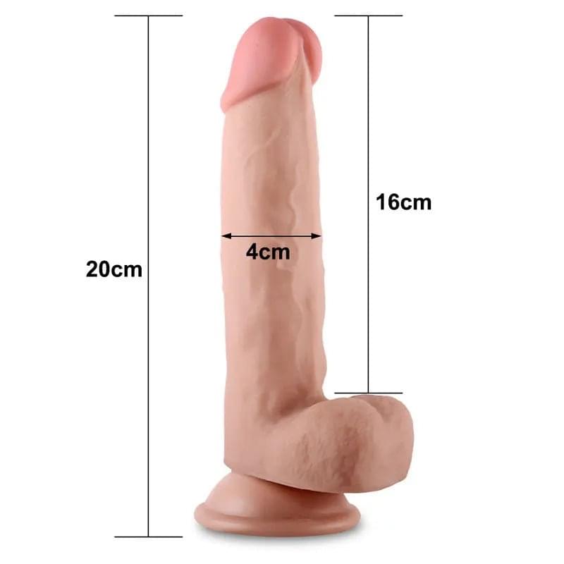 Sliding Skin Dual Layer Dong -  20.3 cm (8'') Dong with Flexible Skin Lovetoy Discreet Intimate Essentials.