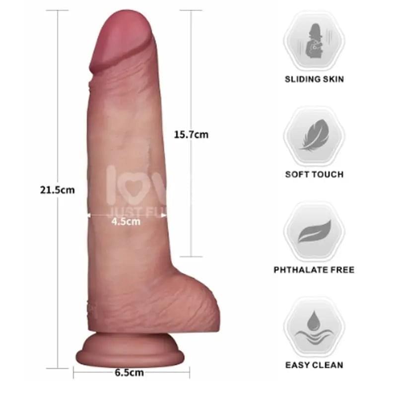 Sliding Skin Pro Dual Layer Silicone Dong 9in Lovetoy Discreet Intimate Essentials.