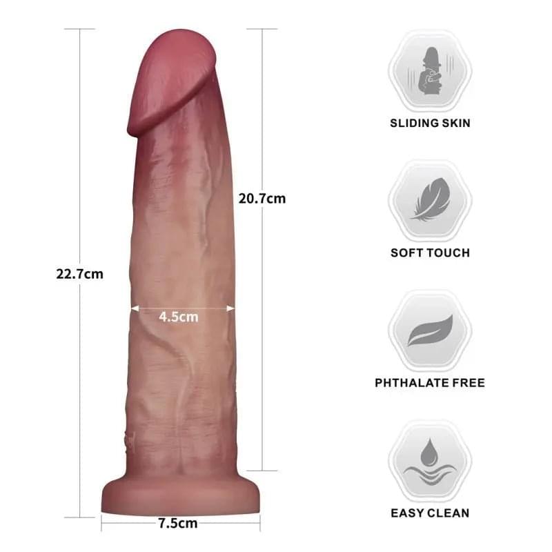 Sliding Skin Pro Dual Layer Silicone Dong 9in Lovetoy Discreet Intimate Essentials.