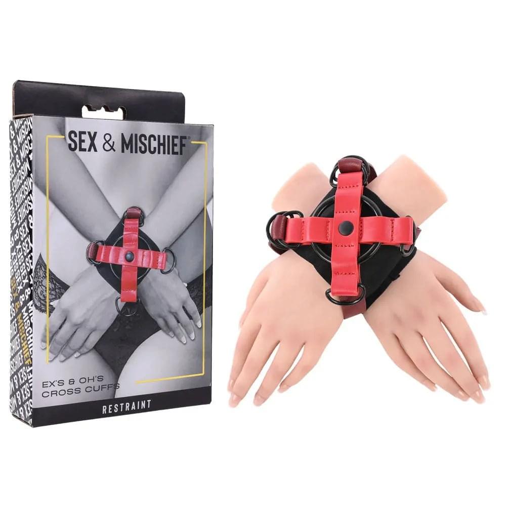 S&M Exs & Ohs Cross Cuffs - /Black Restraints Sportsheets Discreet Intimate Essentials.