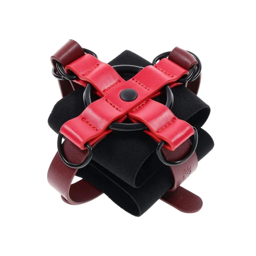 S&M Exs & Ohs Cross Cuffs - /Black Restraints Sportsheets Discreet Intimate Essentials.
