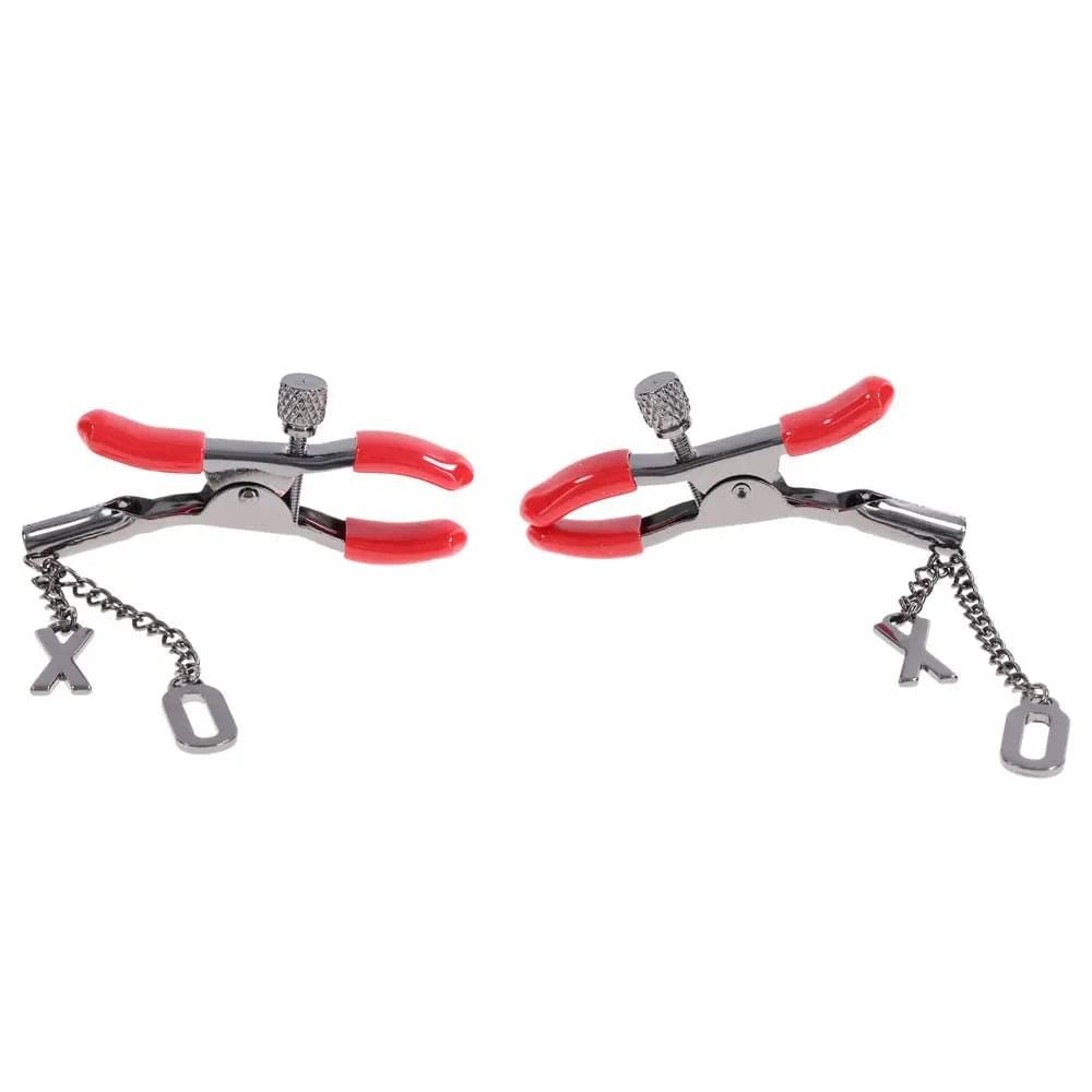 S&M Exs & Ohs Nipple Clamps -  Tipped Metal Nipple Clamps - Set of 2 Sportsheets Discreet Intimate Essentials.