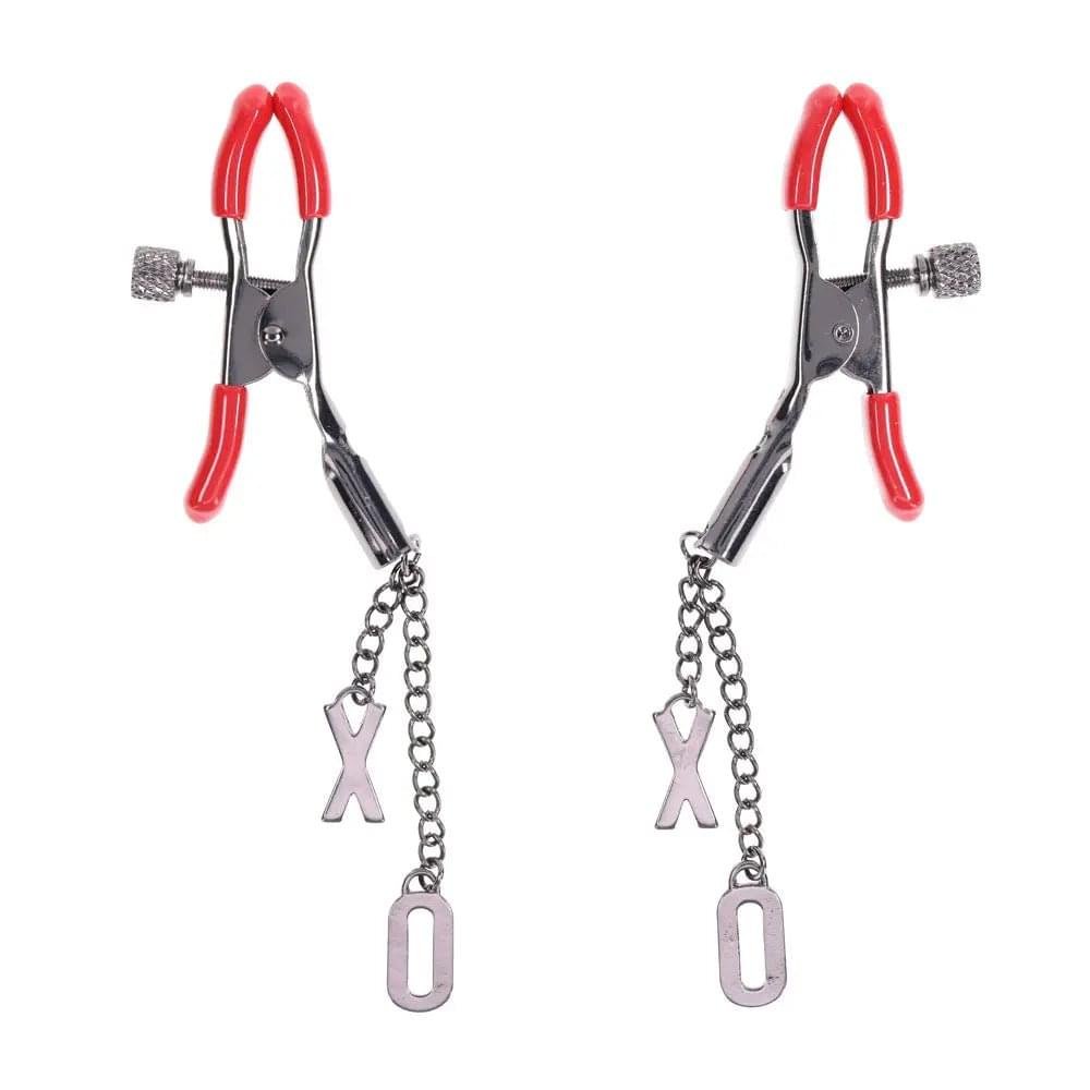 S&M Exs & Ohs Nipple Clamps -  Tipped Metal Nipple Clamps - Set of 2 Sportsheets Discreet Intimate Essentials.