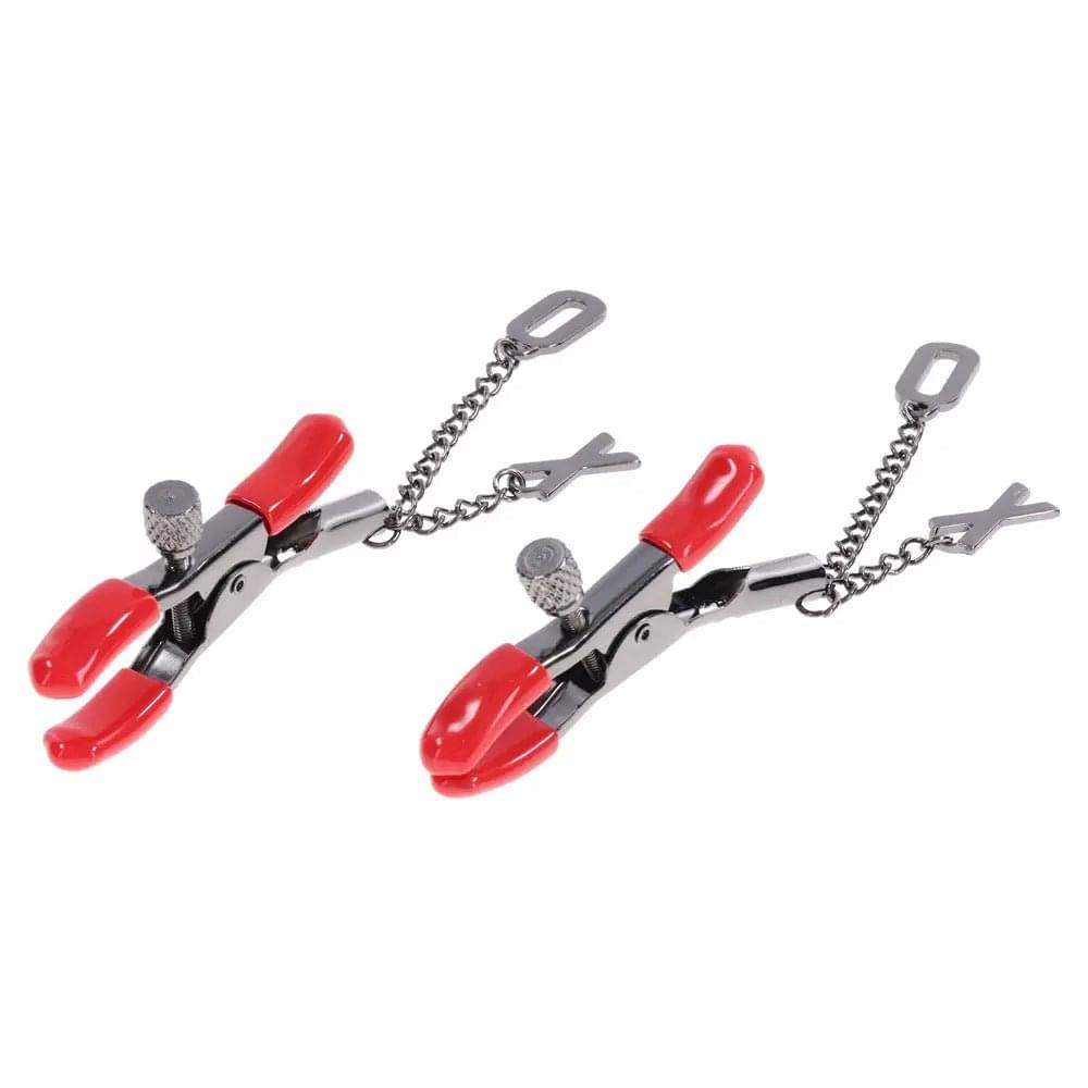 S&M Exs & Ohs Nipple Clamps -  Tipped Metal Nipple Clamps - Set of 2 Sportsheets Discreet Intimate Essentials.