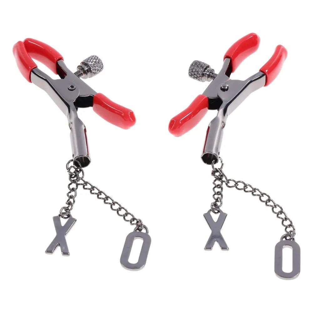 S&M Exs & Ohs Nipple Clamps -  Tipped Metal Nipple Clamps - Set of 2 Sportsheets Discreet Intimate Essentials.