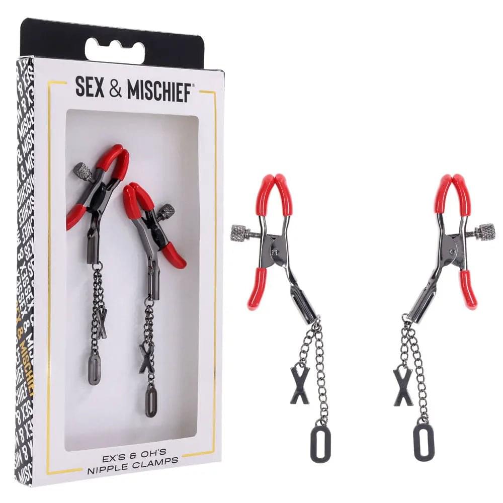 S&M Exs & Ohs Nipple Clamps -  Tipped Metal Nipple Clamps - Set of 2 Sportsheets Discreet Intimate Essentials.