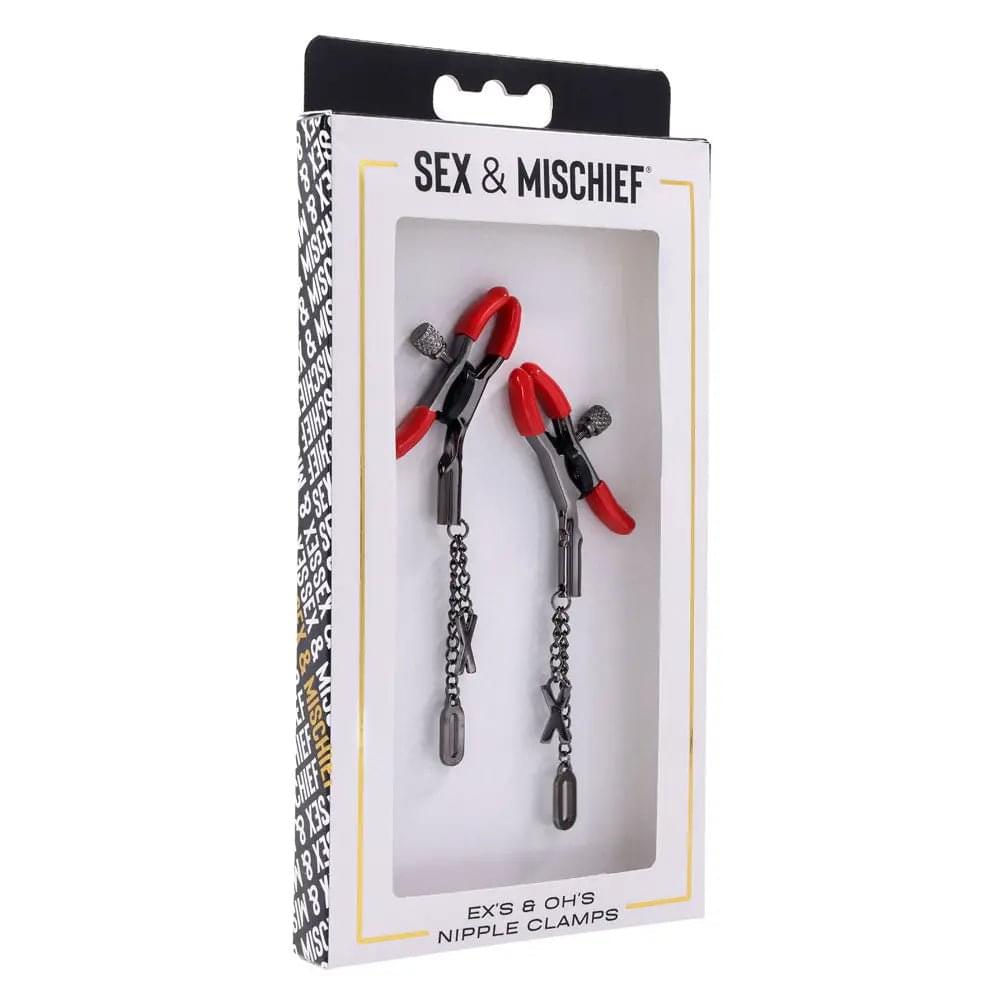 S&M Exs & Ohs Nipple Clamps -  Tipped Metal Nipple Clamps - Set of 2 Sportsheets Discreet Intimate Essentials.
