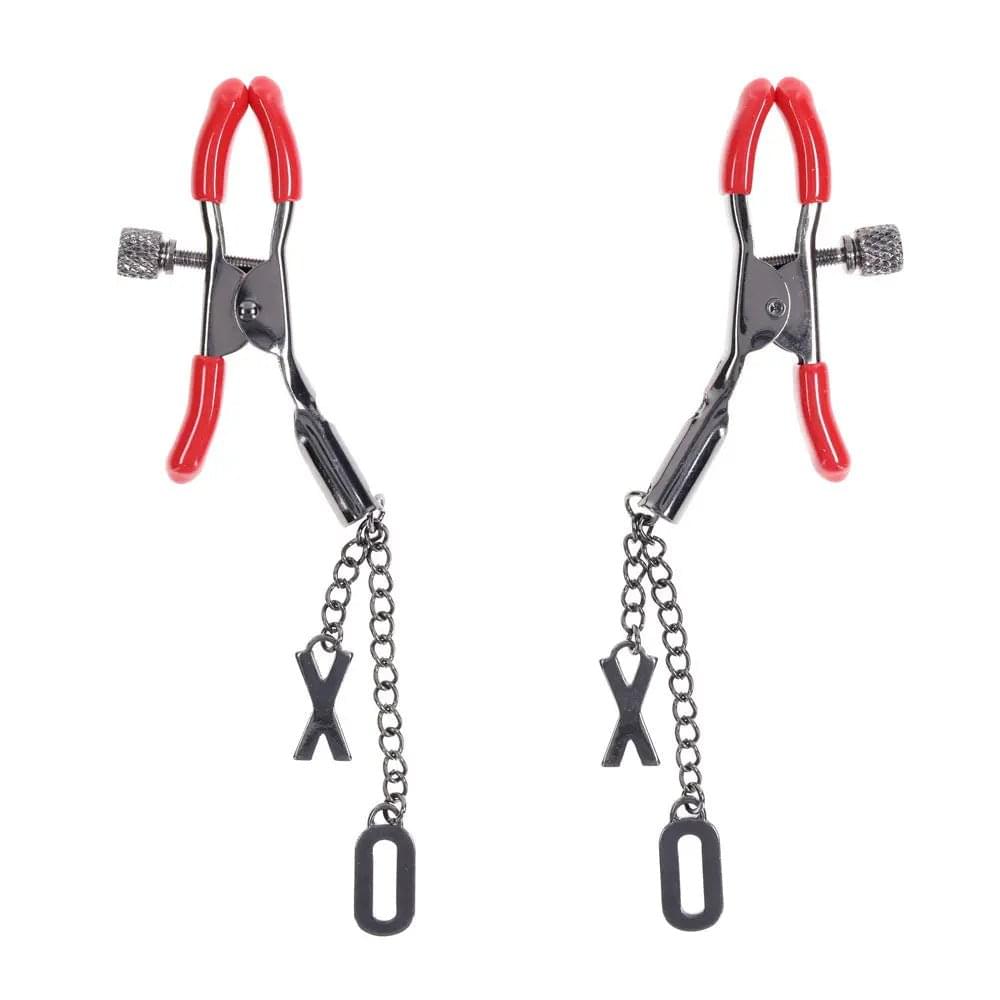 S&M Exs & Ohs Nipple Clamps -  Tipped Metal Nipple Clamps - Set of 2 Sportsheets Discreet Intimate Essentials.