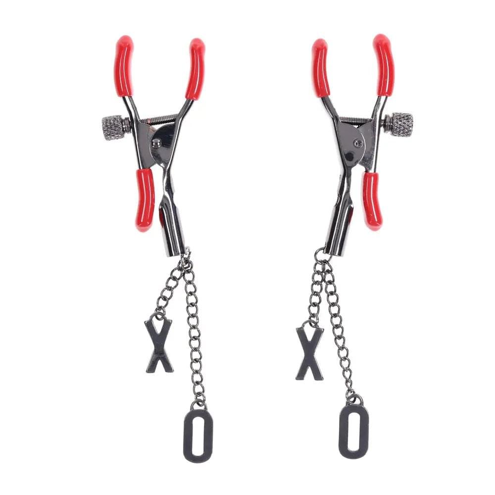 S&M Exs & Ohs Nipple Clamps -  Tipped Metal Nipple Clamps - Set of 2 Sportsheets Discreet Intimate Essentials.