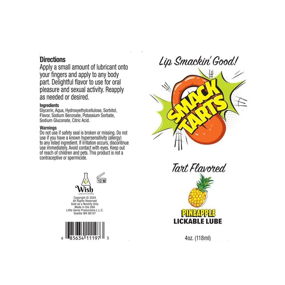 Smack Tarts - Sour Pineapple - Sour Pineapple Flavoured Lubricant - 120 ml Tube Little Genie Discreet Intimate Essentials.