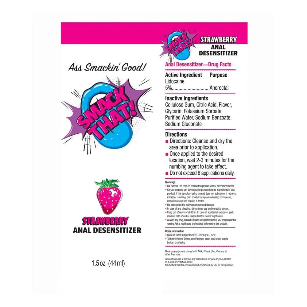 Smack That! Anal Desensitiser - Strawberry - Strawberry Flavoured Anal Desensitiser - 44 ml Tube Little Genie Discreet Intimate Essentials.