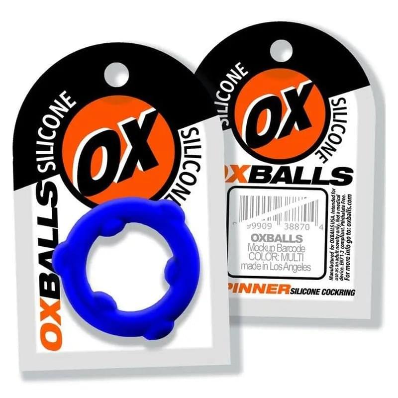 Spinner Silicone Ring Blue OxBalls Discreet Intimate Essentials.