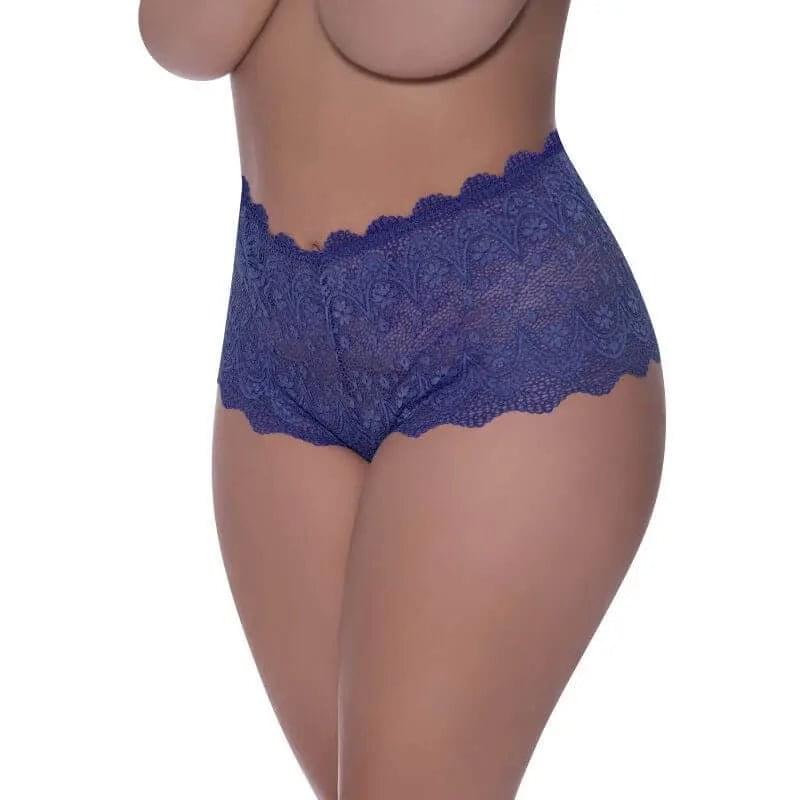 Split Crotch Boy Short Blueberry Exposed Lingerie Discreet Intimate Essentials.