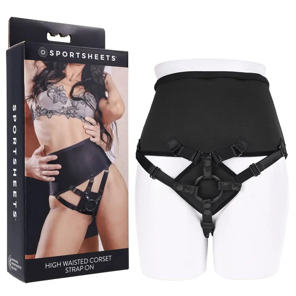 SPORTSHEETS High Waisted Corset Strap On -  Adjustable Strap-On Harness (No Probe Included) Sportsheets Discreet Intimate Essentials.