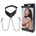 SPORTSHEETS Velvet Noir Collar & Removable Clamps -  Neck & Nipple Restraints Sportsheets Discreet Intimate Essentials.
