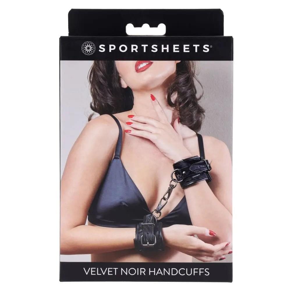 SPORTSHEETS Velvet Noir Handcuffs -  Adjustable Cuff Restraints Sportsheets Discreet Intimate Essentials.