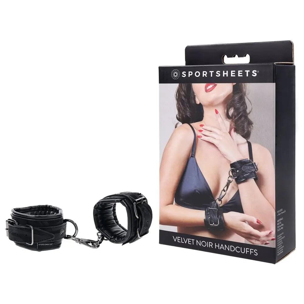 SPORTSHEETS Velvet Noir Handcuffs -  Adjustable Cuff Restraints Sportsheets Discreet Intimate Essentials.