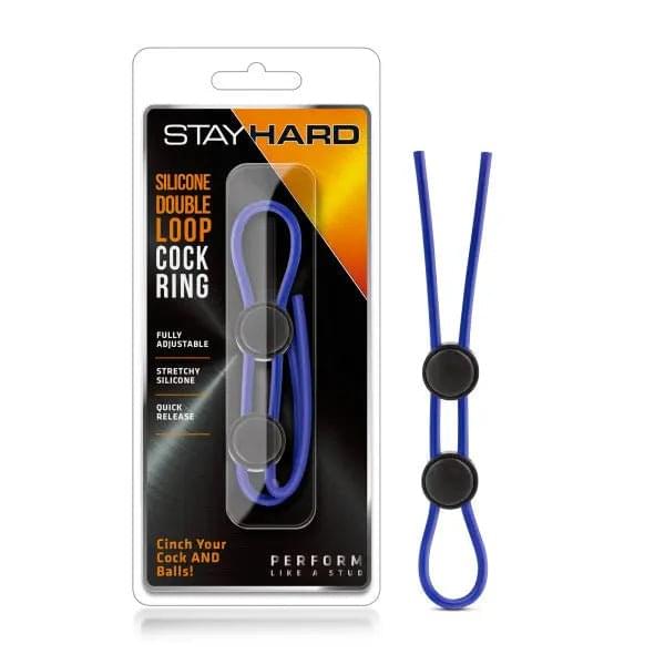 Stay Hard - Silicone Double Loop Cock Ring -  Adjustable Lasso Cock Ring Blush Novelties Discreet Intimate Essentials.