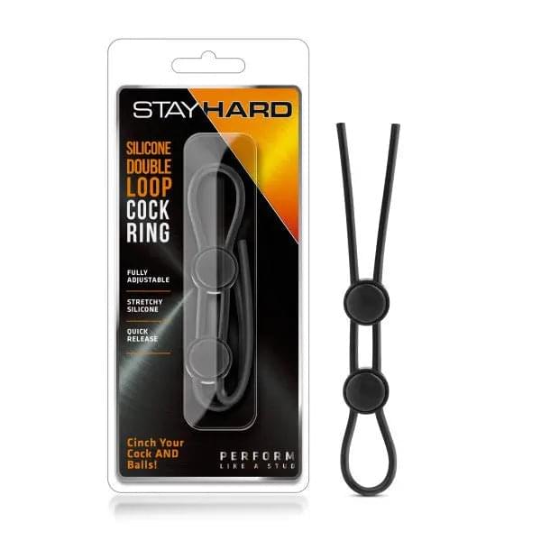 Stay Hard Silicone Double Loop Cock Ring -  Adjustable Lasso Cock Ring Blush Novelties Discreet Intimate Essentials.