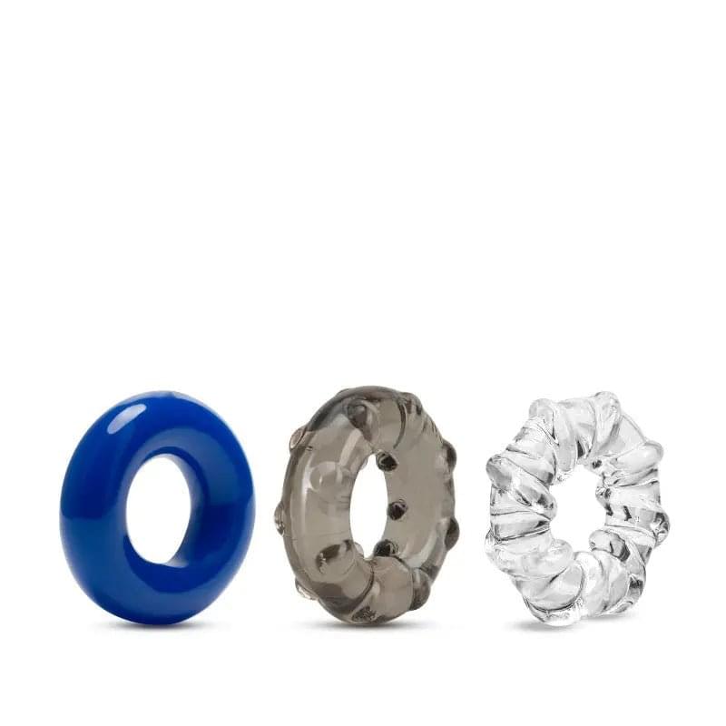 Stay Hard Triple Stretch -  Cock Rings - Set of 3 Blush Novelties Discreet Intimate Essentials.