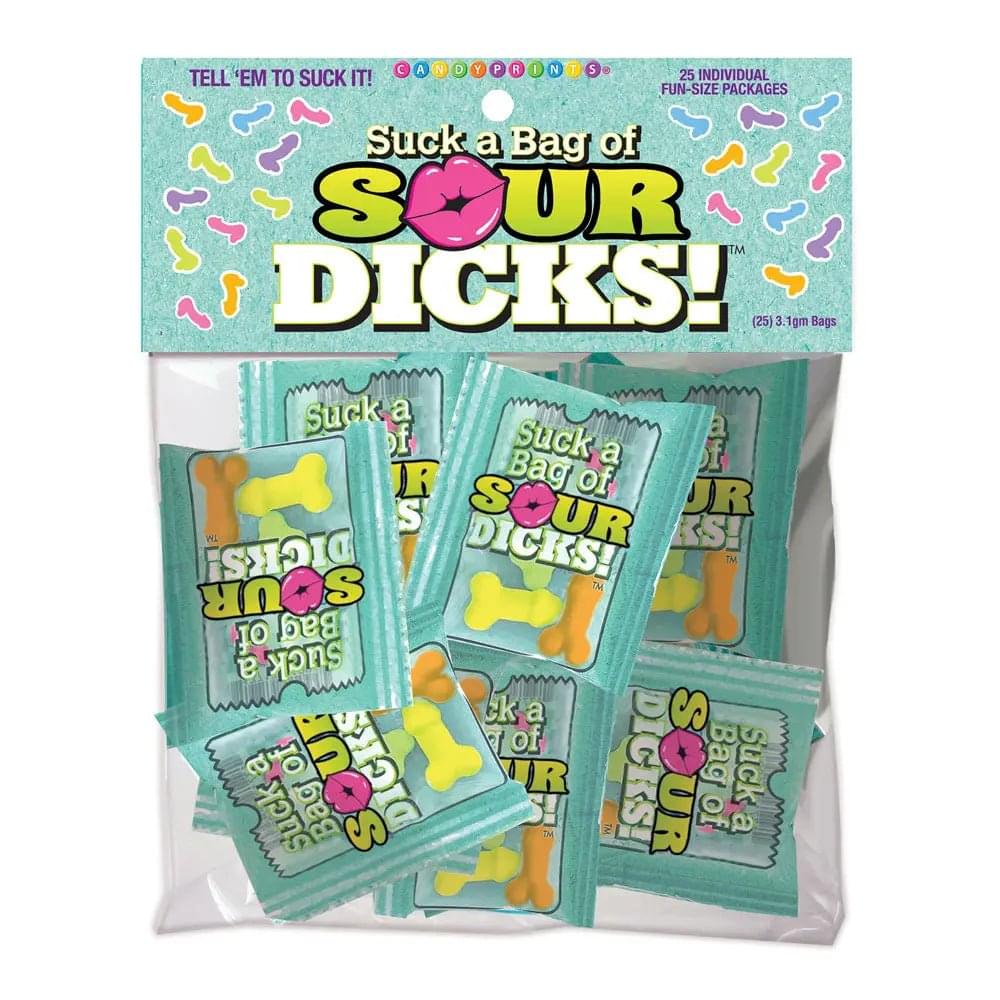 Suck a Bag of Sour Dicks! Bag of 25 - Pecker Lollies - Bulk Bag of 25 Party Packs Little Genie Discreet Intimate Essentials.