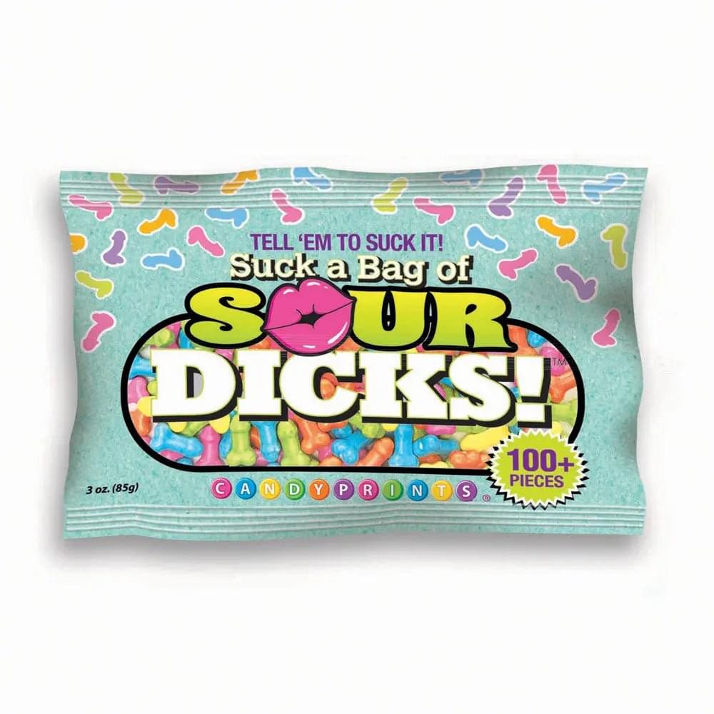 Suck A Bag Of Sour Dicks! - Novelty Pecker Lollies - 84 grams Little Genie Discreet Intimate Essentials.