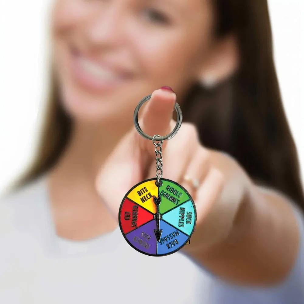 Super Fun Key Chain - Sex Spinner - Naughty Spinner Novelty Keychain Little Genie Discreet Intimate Essentials.