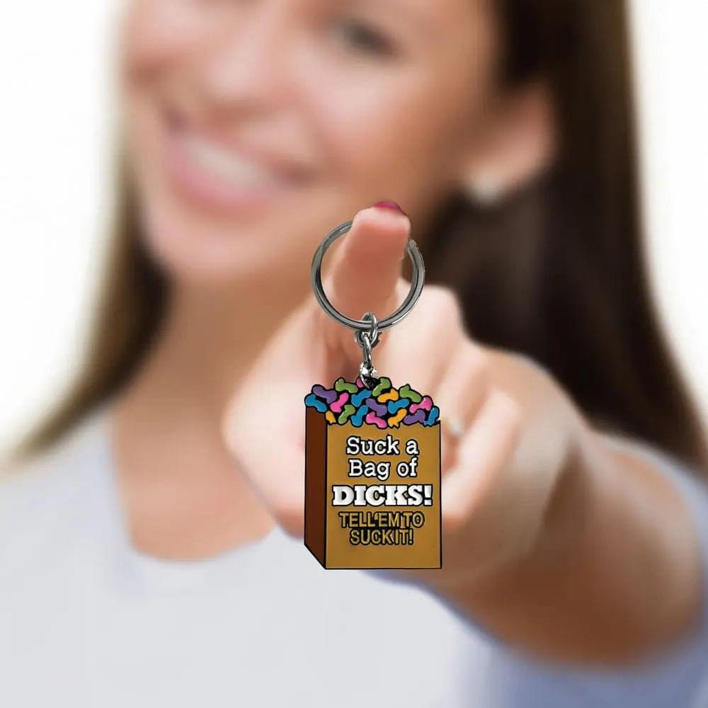 Super Fun Key Chain - Suck A Bag - Novelty Keychain Little Genie Discreet Intimate Essentials.