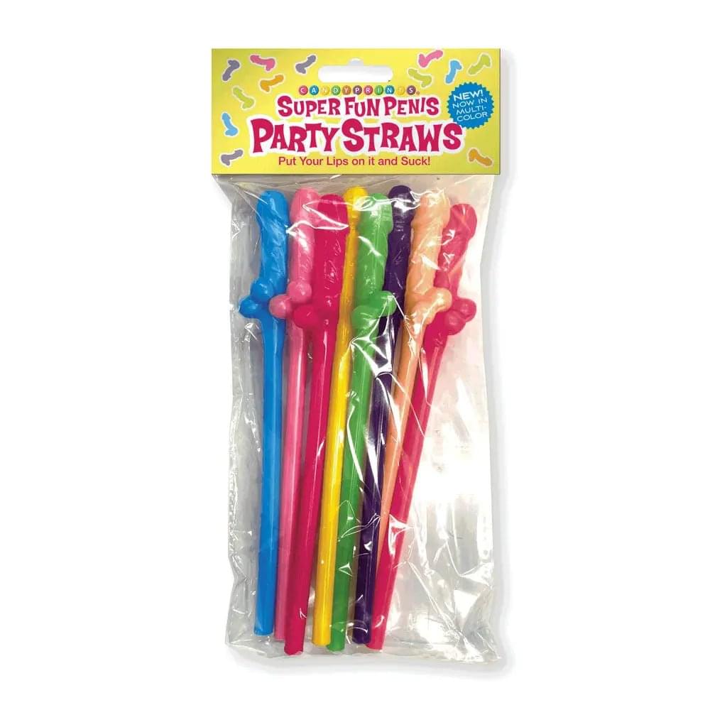 Super Fun Penis Party Straws -  - Multi  Dicky Straws - 8 Pack Little Genie Discreet Intimate Essentials.