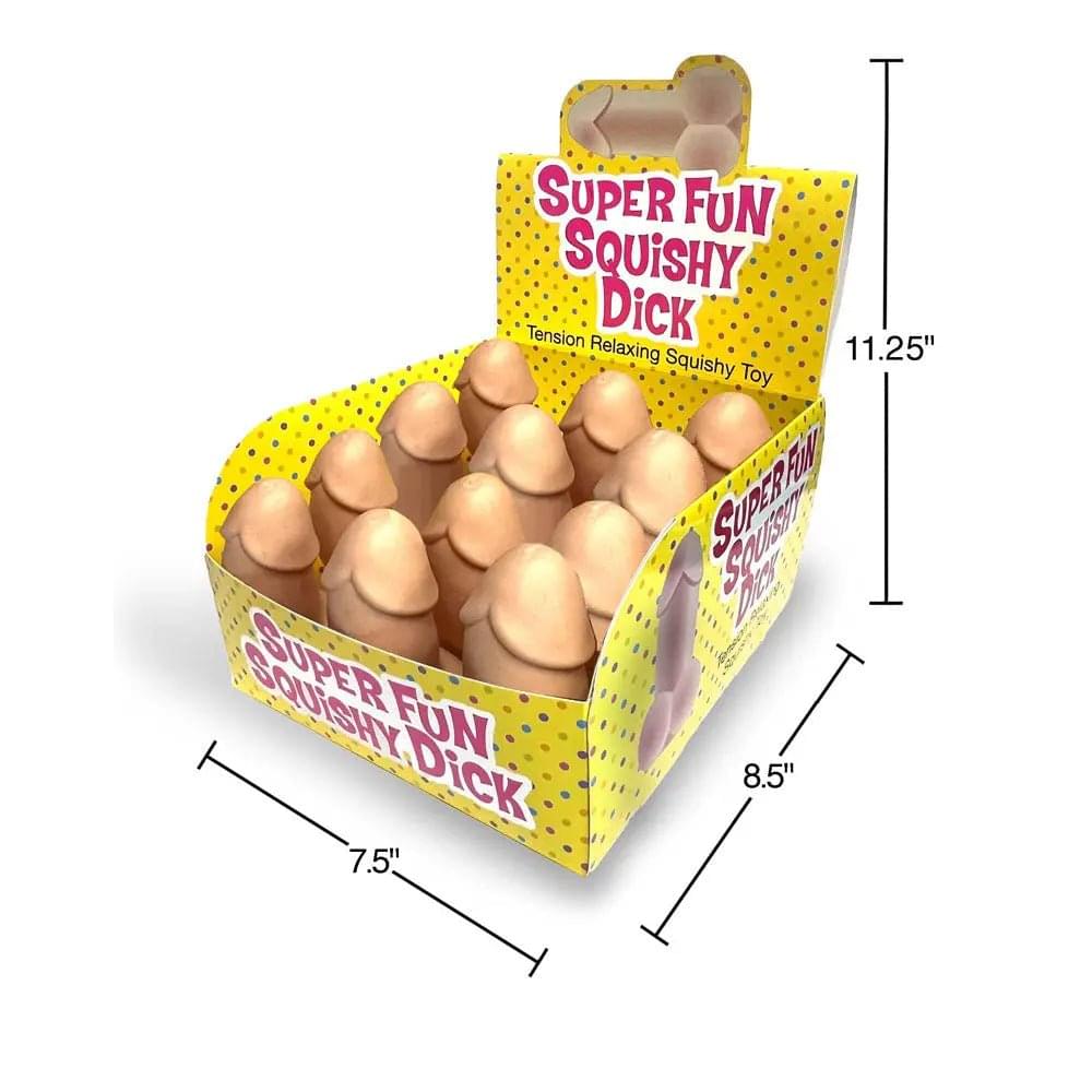 Super Fun Squishy Dick - Counter Display - Novelty Stress Penis - Counter Display of 12 Little Genie Discreet Intimate Essentials.