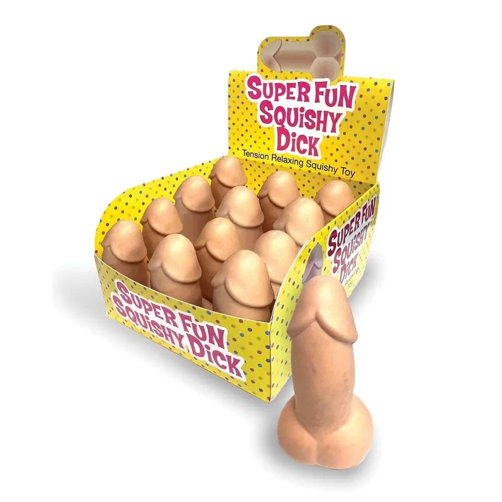 Super Fun Squishy Dick - Counter Display - Novelty Stress Penis - Counter Display of 12 Little Genie Discreet Intimate Essentials.