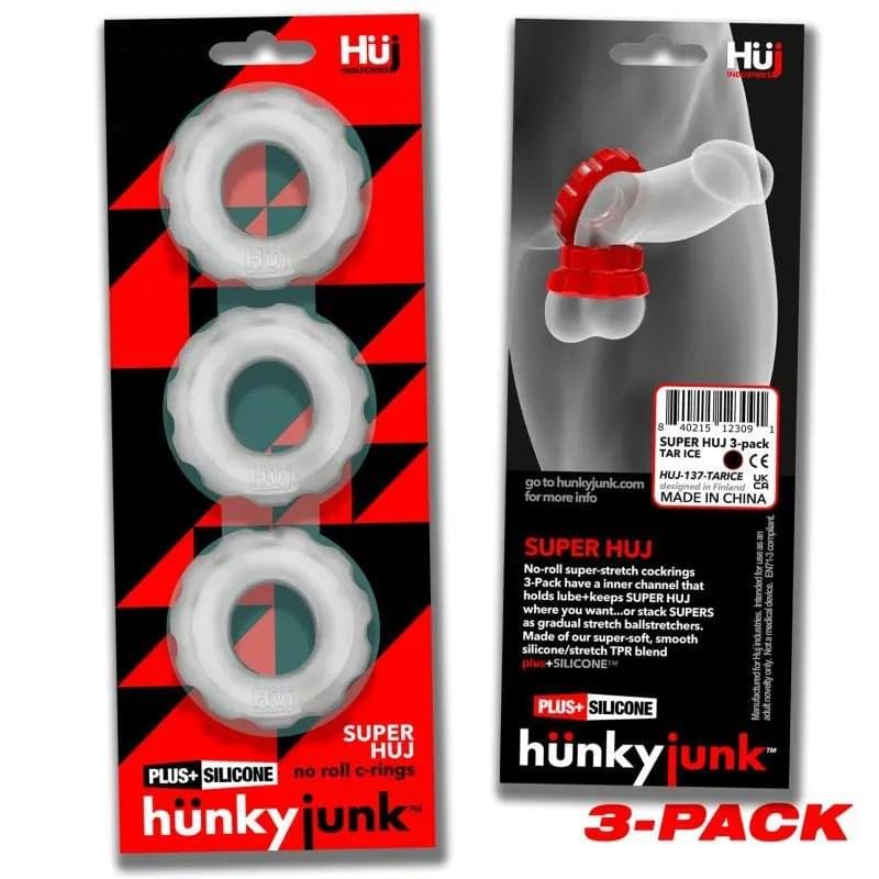 Super Hunkyjunk 3 Pc Cockrings Clear Ice Hunkyjunk Discreet Intimate Essentials.