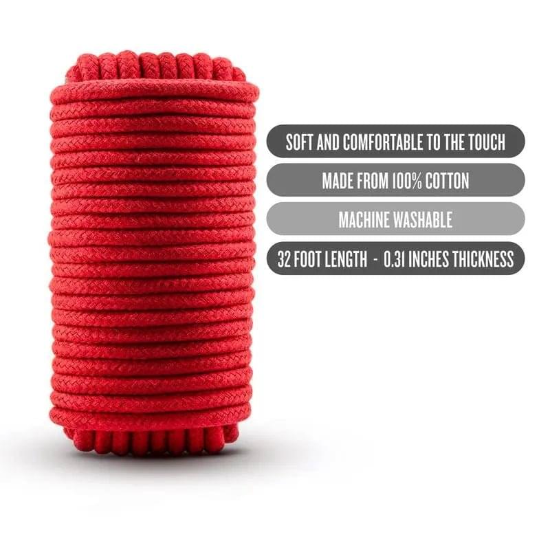 Temptasia Bondage Rope 10m Red Temptasia Discreet Intimate Essentials.