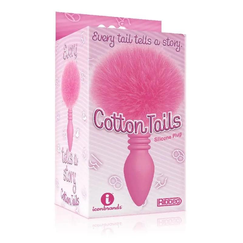 The 9's Cottontails, Ribbed  -  Butt Plug with Bunny Tail Icon Brands Discreet Intimate Essentials.