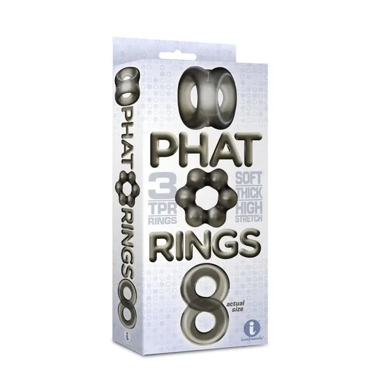 The 9's Phat Rings - Smoke Cock Rings - Set of 3 Icon Brands Discreet Intimate Essentials.