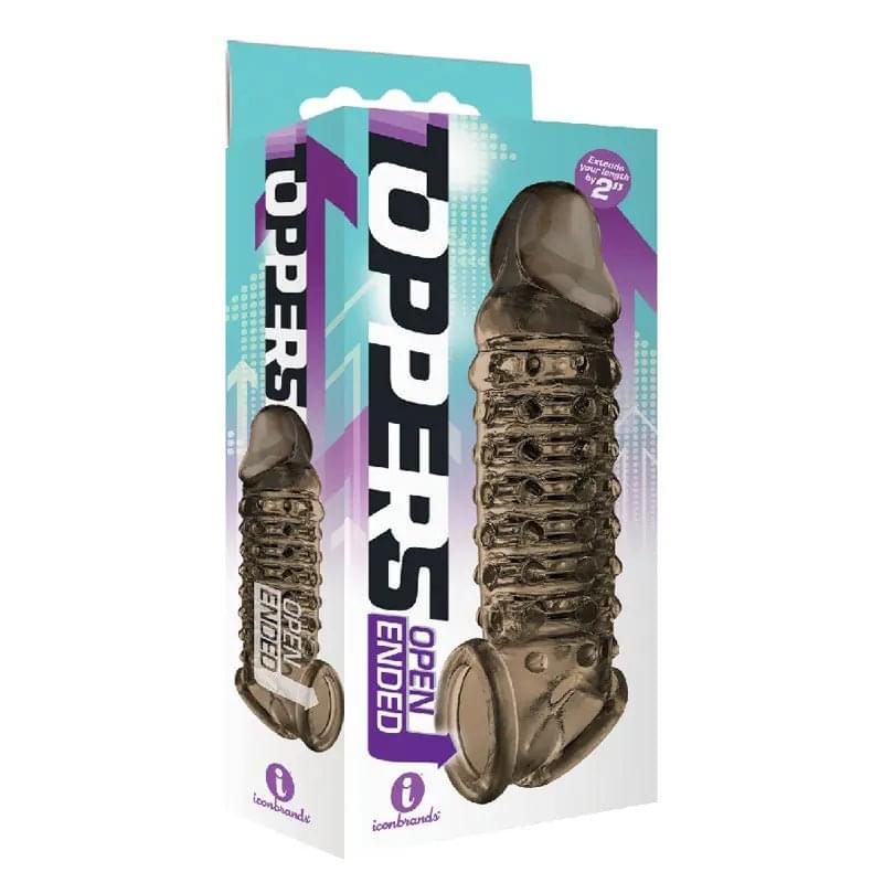 The 9's Toppers Open Ended - Smoke Penis Extension Sleeve Icon Brands Discreet Intimate Essentials.