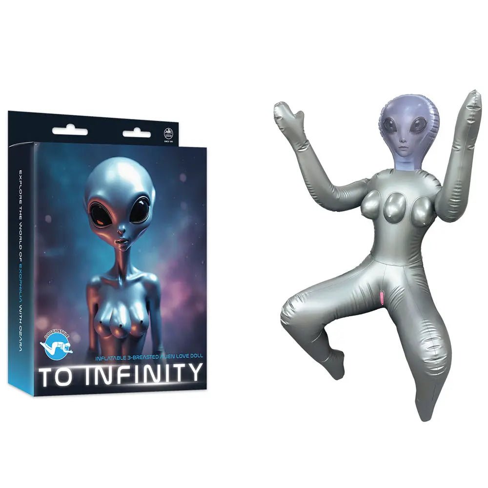Shop affordable quality To Infinity - Silver Inflatable Squatting Alien Love Doll - Discreet Intimate Essentials - DOLLS - Excellent Power