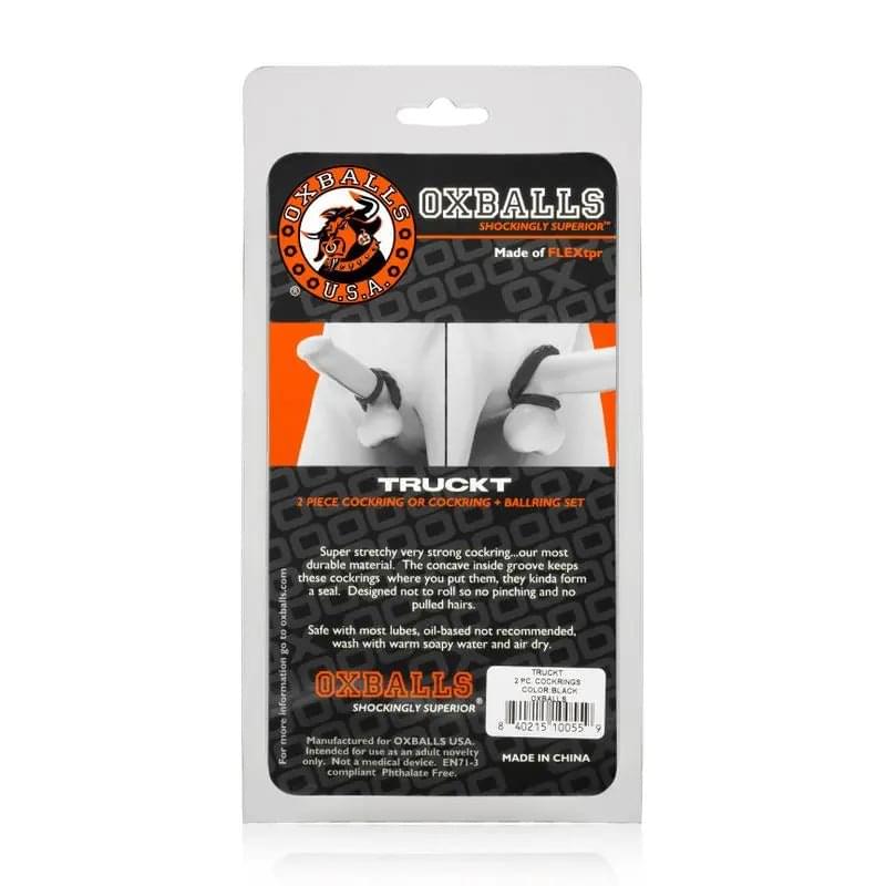 Truckt 2 Pc Cockring Set Black OxBalls Discreet Intimate Essentials.
