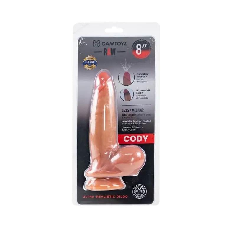 Ultra Realistic 20cm Squirting Dildo Cody RAW Discreet Intimate Essentials.
