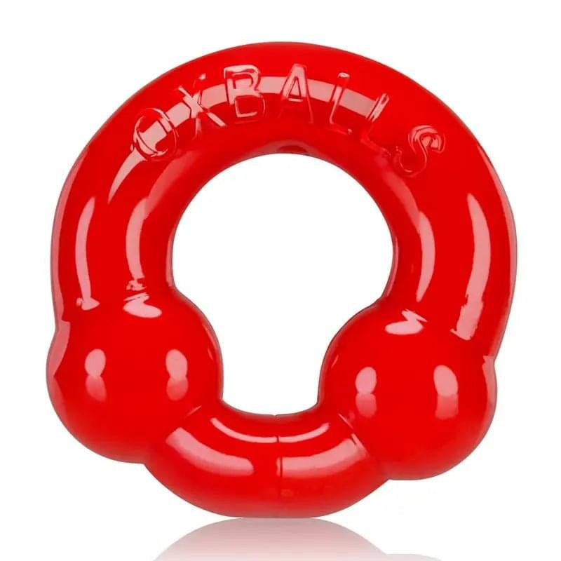 Ultraballs 2 Pk Cockring Steel And Red OxBalls Discreet Intimate Essentials.